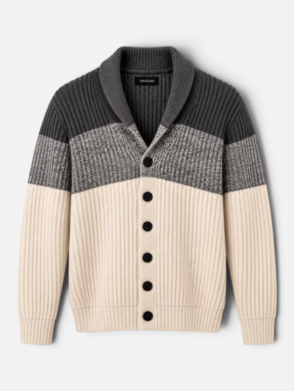 NAADAM Men’s 100% Cashmere Colorblock Shawl Collar Cardigan Sweater